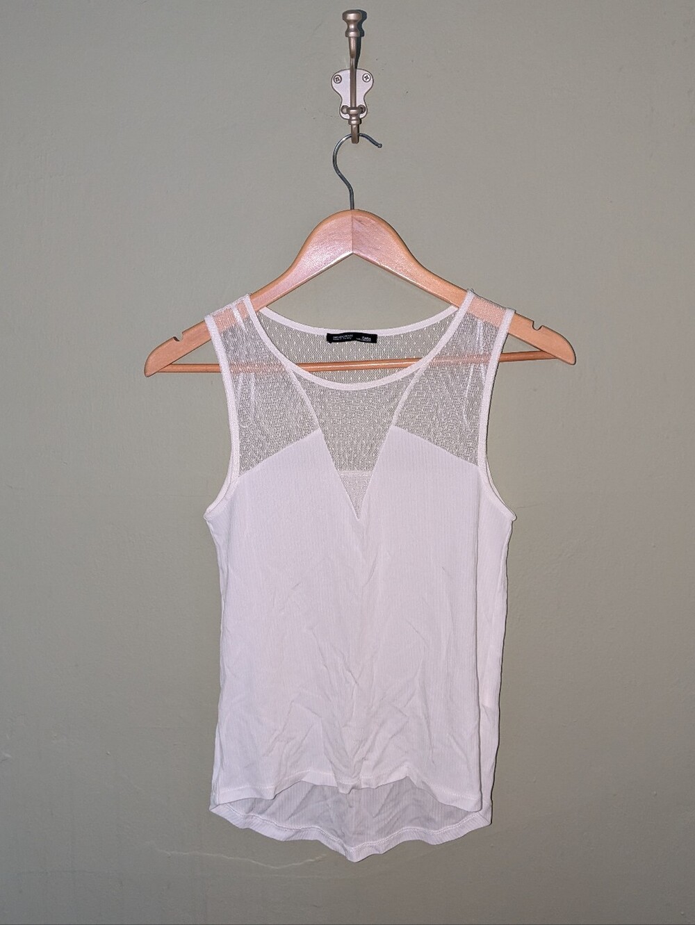 Zara White Sleeveless Mesh Camisole
